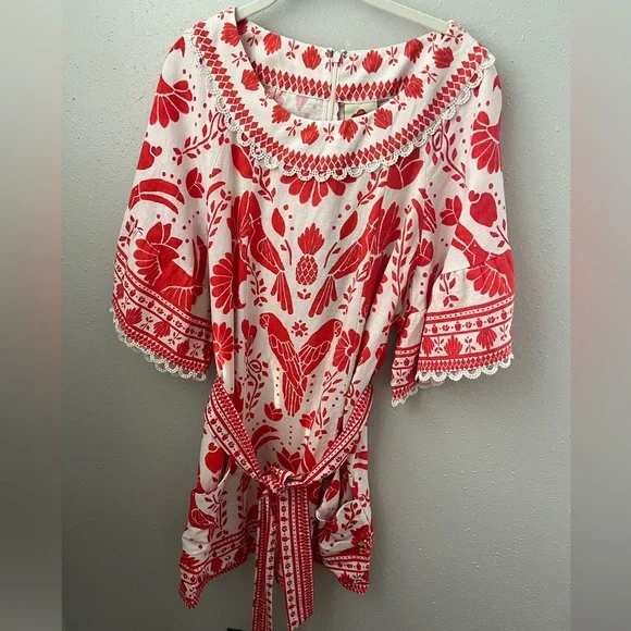 New Farm Rio Jungle Flow Linen Blend Mini Dress Size Large - Picture 2 of 10